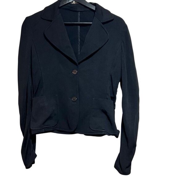 Vintage Gilmar rouched long sleeve Cropped black blazer Lg - Picture 1 of 6